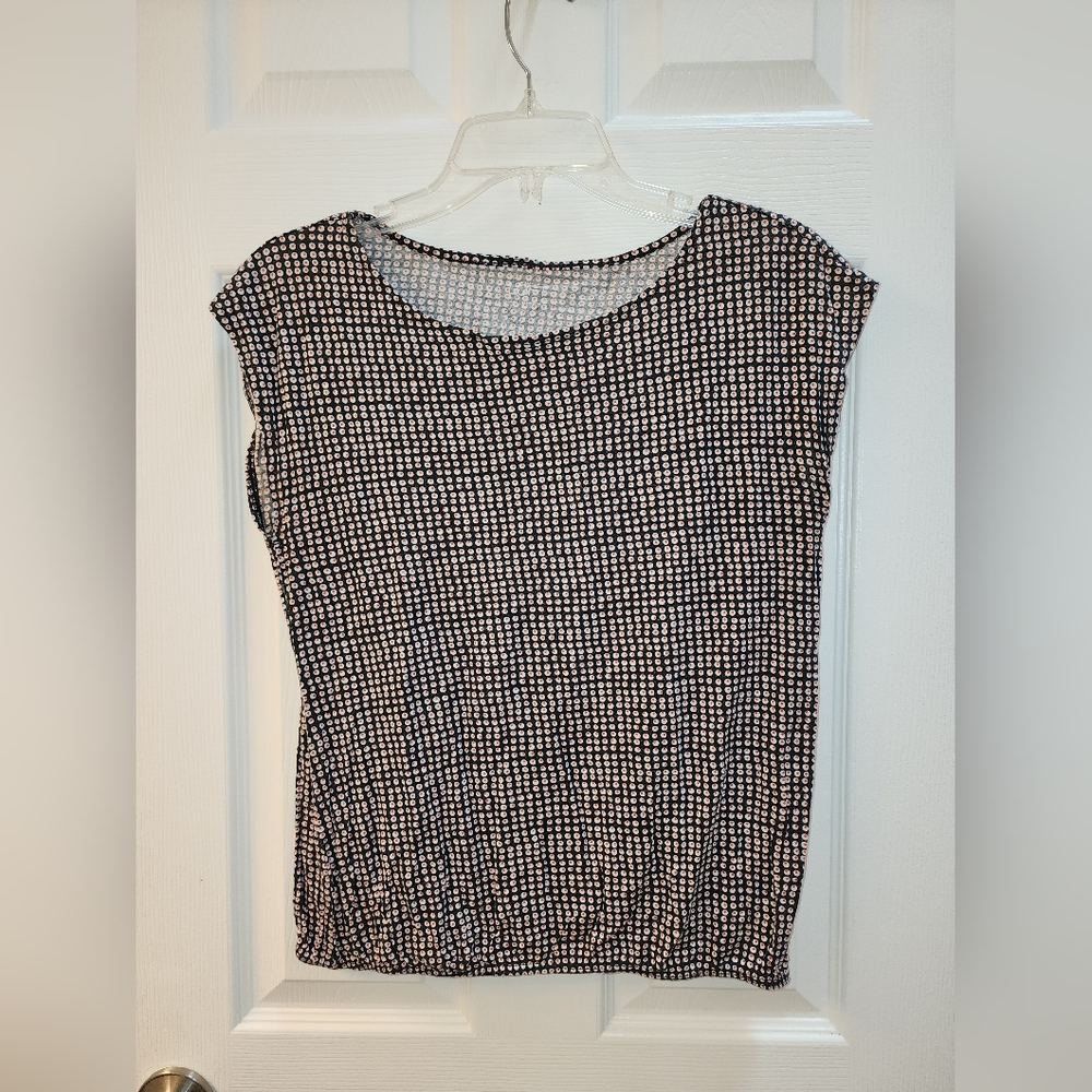 LOFT Black and White Checkered Blouse